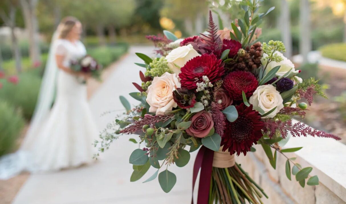 13+ Stunning Burgundy Wedding Bouquet Ideas