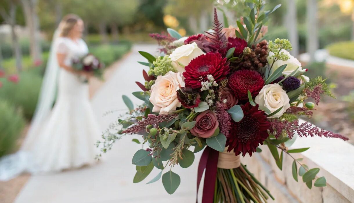 13+ Stunning Burgundy Wedding Bouquet Ideas