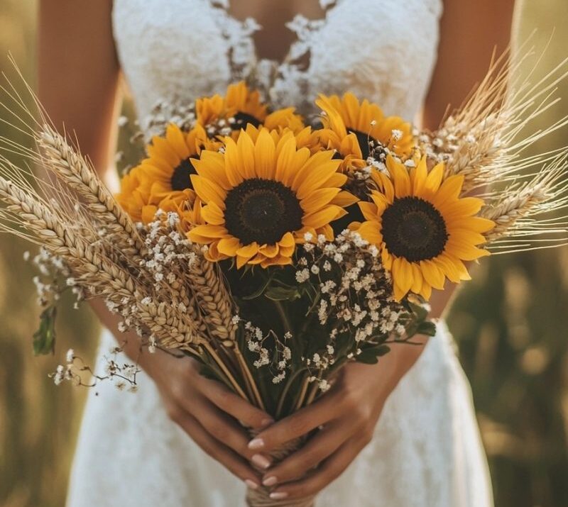 19 Sunflower Wedding Bouquet Ideas